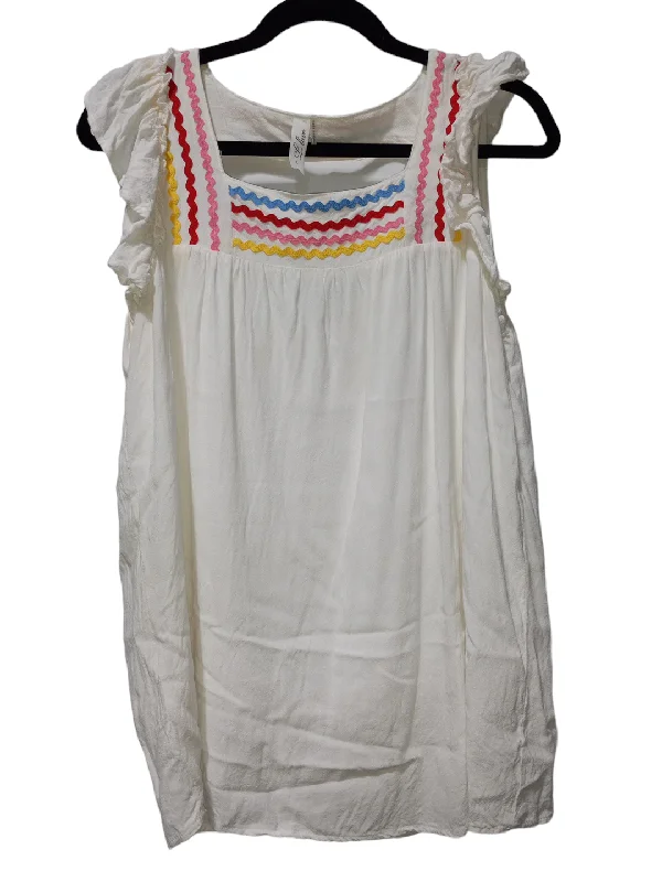 Women's Blouse with Shirt CollarWhite Blouse Sleeveless L Love, Size L