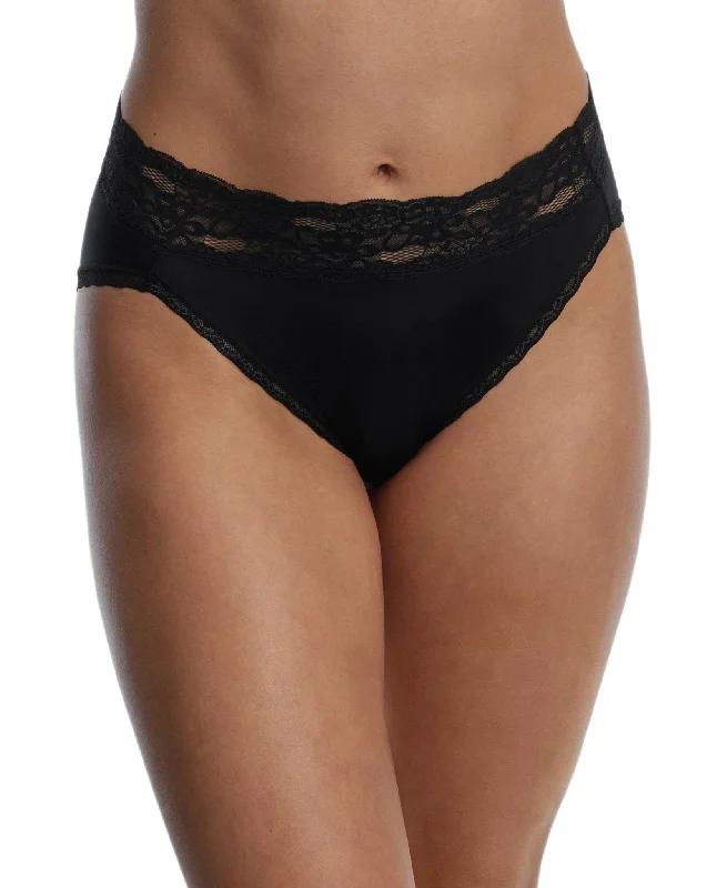 stretchable satin hipster panties with a lace trim and sheer overlay for a luxurious and seductive appealGoddess French Cut