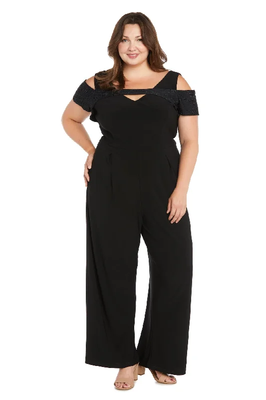 Women's Jumpsuits with Low CollarR&M Richards 3284W Long Formal Jumpsuit Plus Size