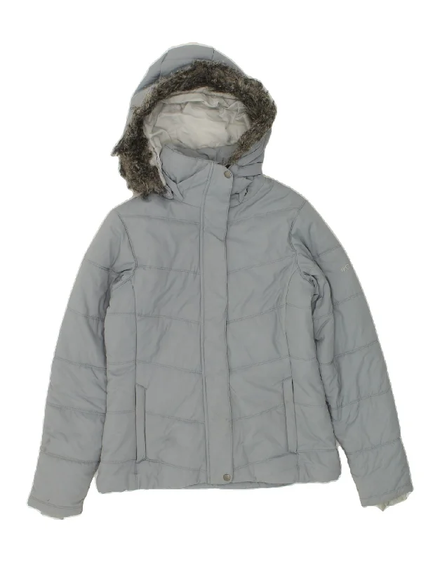 Women's Coats with Fur Trimmed PocketsCOLUMBIA Womens Hooded Padded Jacket UK 10 Small Grey Nylon