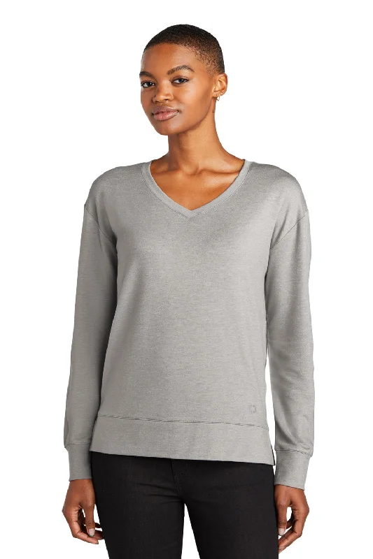 Women's Hooded Sweatshirts with Polka Dot LiningOgio Womens Luuma Flex V-Neck Sweatshirt - Heather Petrol Grey