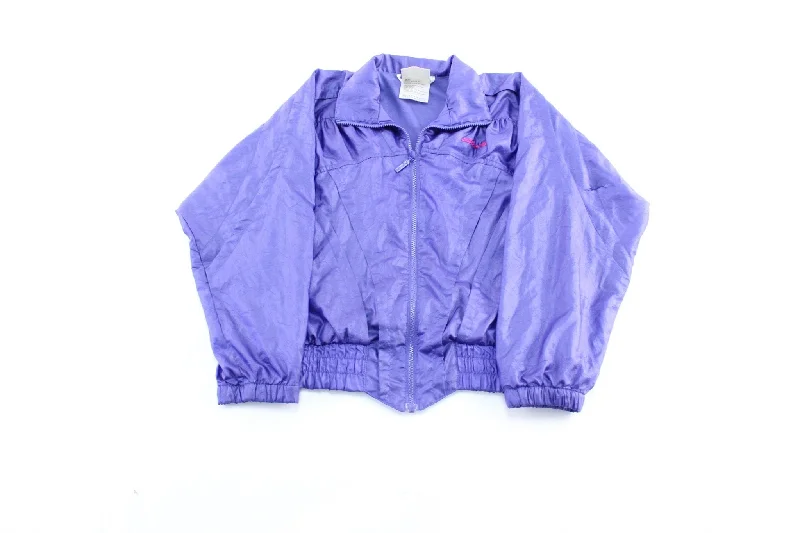 Women's Button-Up Coats80's Adidas Embroidered Logo Purple Zip Up Jacket