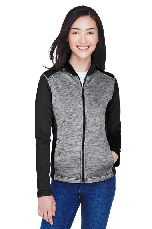 Women's Hooded Sweatshirts with Heavyweight FabricDevon & Jones Womens Newbury Fleece Full Zip Sweatshirt w/ Pockets - Grey/Black