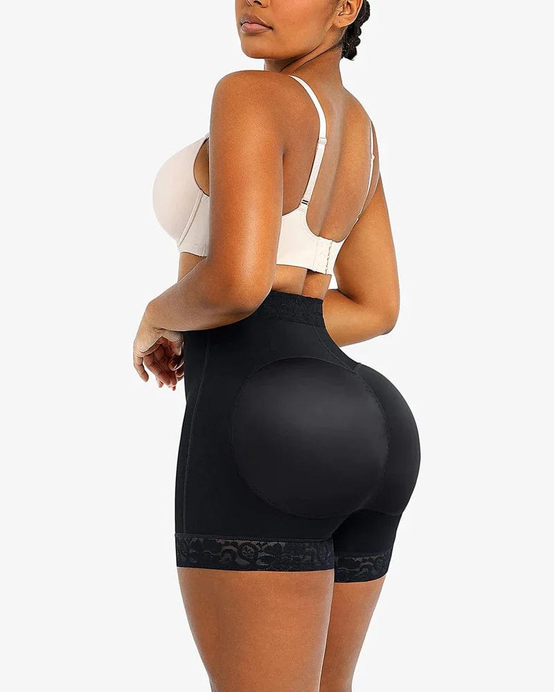 high-waisted shapewear with silicone strips for gripHigh Waist Tummy Control Bum Enhancer Shaper Shorts