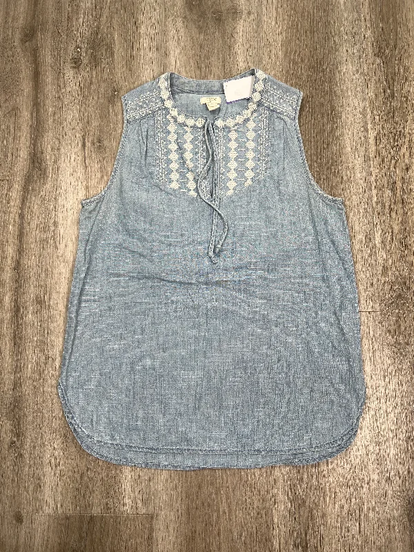 Women's Blouse with Low CollarBlue Denim Blouse Sleeveless J. Crew, Size Xs