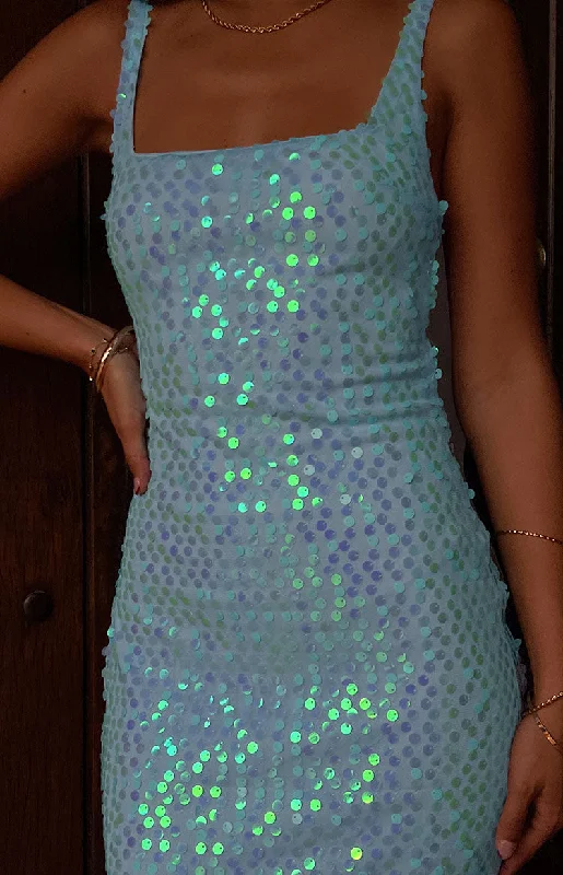 Women's Sleeveless DressesNova Blue Sequin Maxi Dress