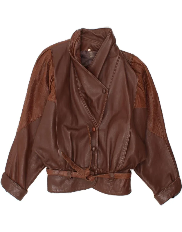 Women's Bomber CoatsSARDAR LONDON Womens Leather Jacket UK 10 Small Brown Leather