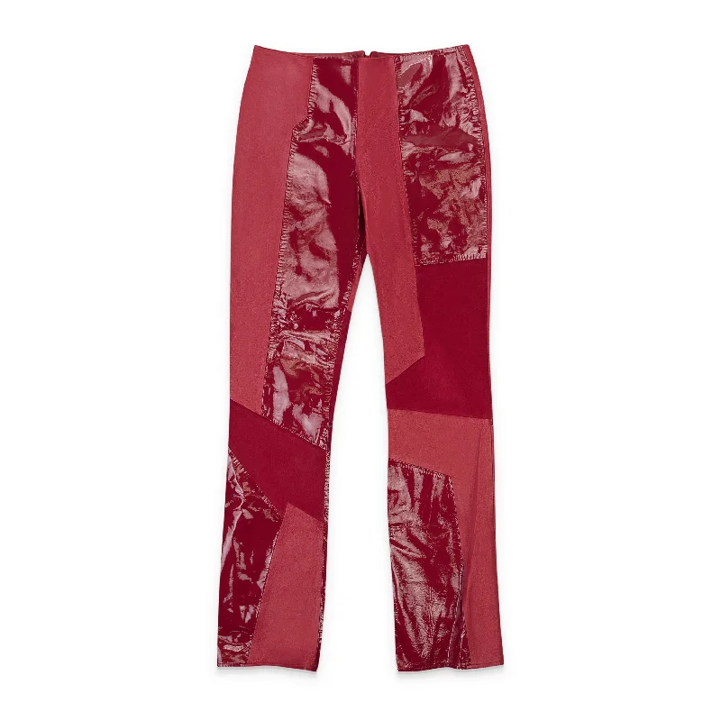 Women's Jodhpurs with Keyhole CollarSOS STEVE SMITH LEATHER PATCHWORK RED WOMEN'S BOOTCUT JEANS