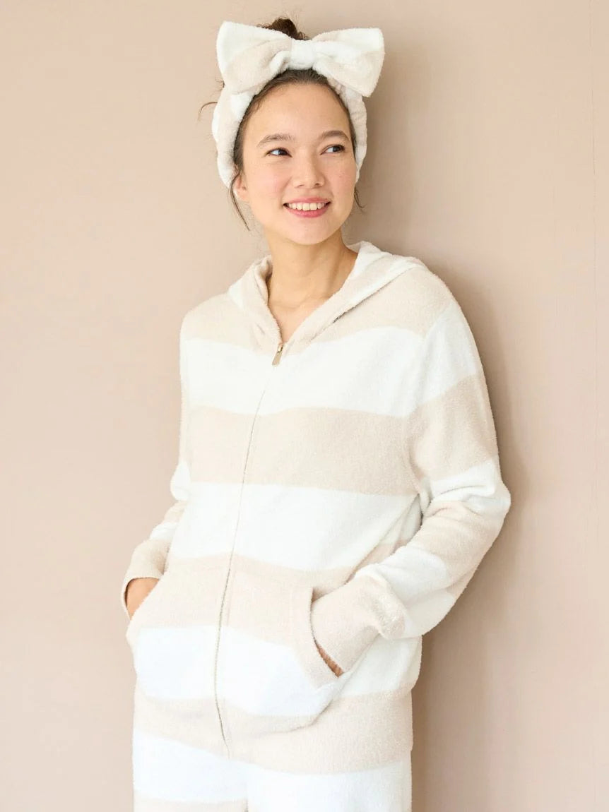 Women's Hooded SweatpantsCozy Smoothie Striped Zip-Up Hoodie