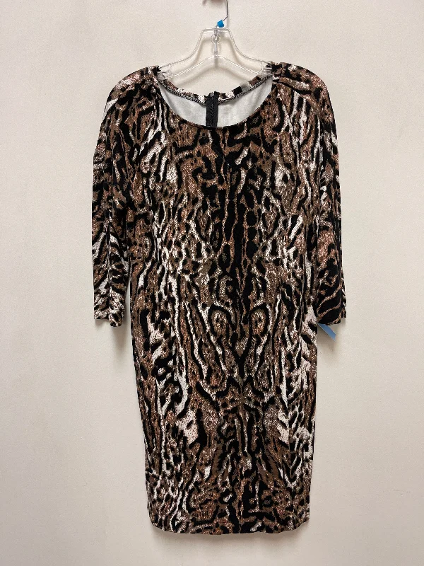 Women's High Collar DressesDress Casual Midi By Tahari By Arthur Levine In Animal Print, Size: M