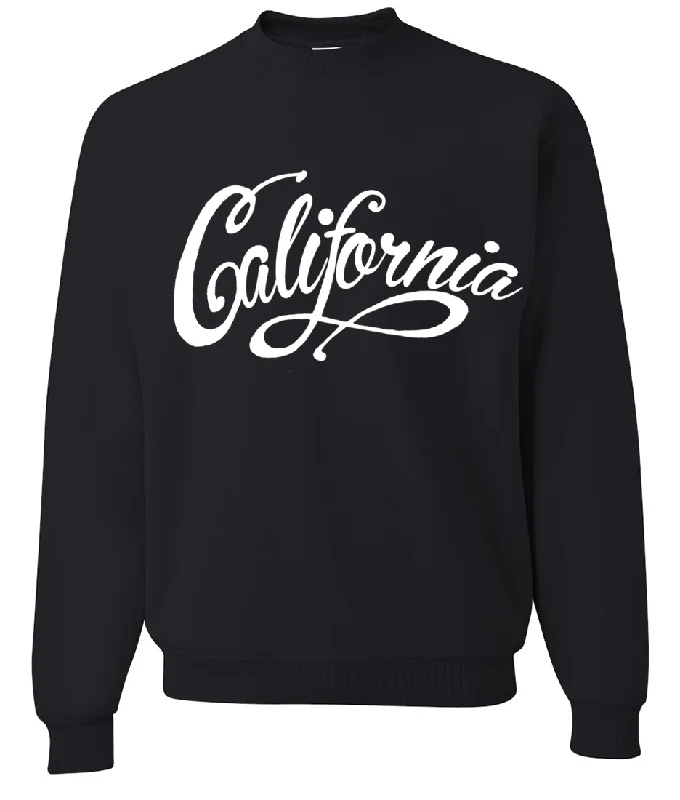 Women's Hooded Sweatshirts with Linen LiningCalifornia Beach Script Crewneck Sweatshirt