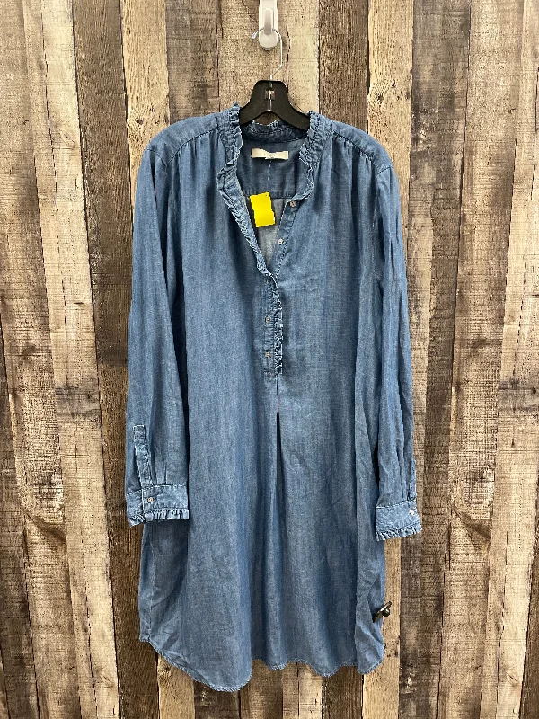 Women's V-Shaped-Neck DressesDress Casual Midi By Loft In Blue Denim, Size: Xxl