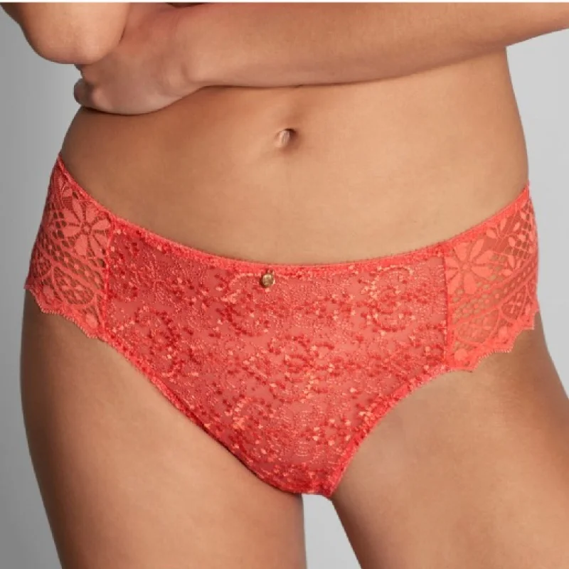 stretch lace panties with a sheer overlay and high-cut legs for a seductive flairEmpreinte Cassiopee Briefs *SS23 Papaya*