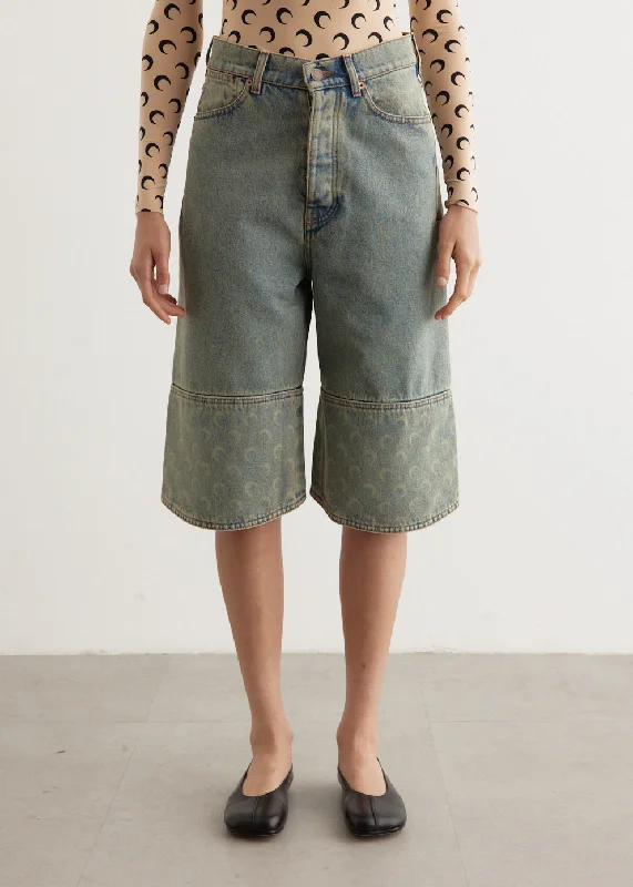 Women's Cotton ShortsMoon Laser Denim Bermudas