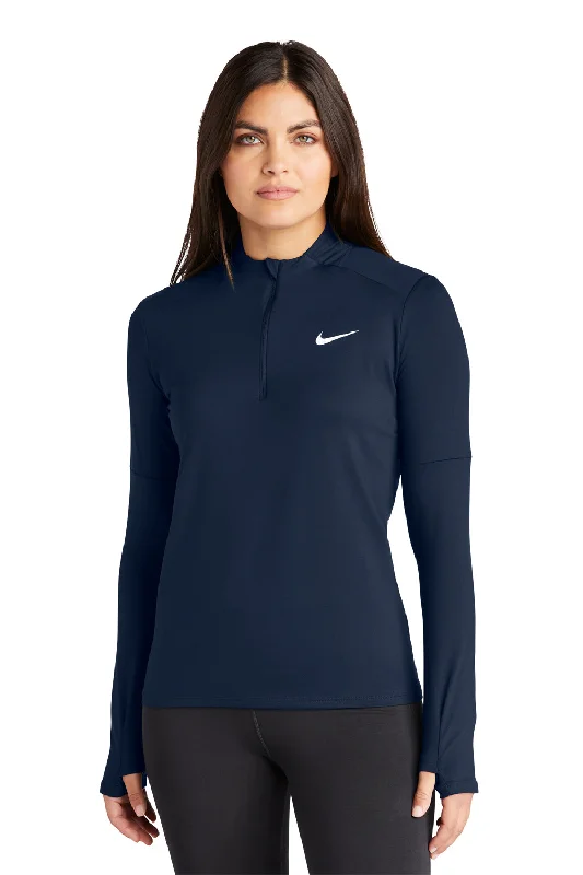 Women's Hooded Sweatshirts with Plaid LiningNike Womens Element Dri-Fit Moisture Wicking 1/4 Zip Sweatshirt - Navy Blue