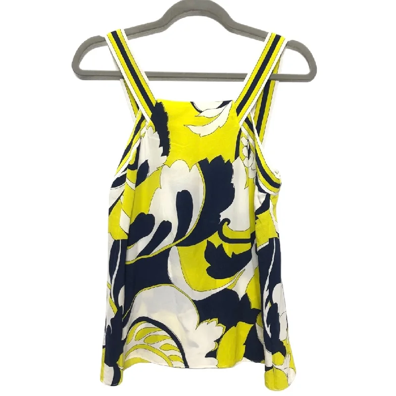 Women's Blouse with V-Shaped HemBlue & Yellow Blouse Sleeveless Trina By Trina Turk, Size S