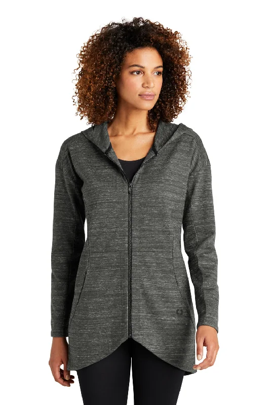 Women's Hooded Sweatshirts with Jacquard LiningOgio Womens Flux Full Zip Hooded Sweatshirt Hoodie w/ Pockets - Heather Tarmac Grey