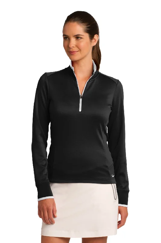 Women's Hooded Sweatshirts with Ribbed WaistNike Womens Dri-Fit Moisture Wicking 1/4 Zip Sweatshirt - Black/White