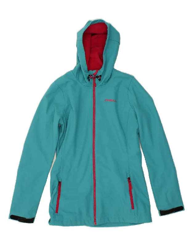 Women's Coats with ZipperO'NEILL Womens Hooded Rain Jacket UK 12 Medium Blue Polyester