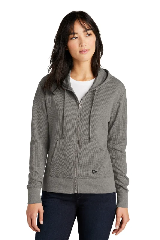 Women's Hoodie JacketsNew Era Womens Thermal Full Zip Hooded Sweatshirt Hoodie w/ Pockets - Heather Shadow Grey - Closeout