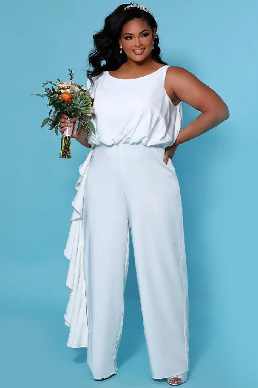 Women's Long-Sleeve JumpsuitsSydneys Closet SC5244 Plus Size Bridal Wedding Jumpsuit