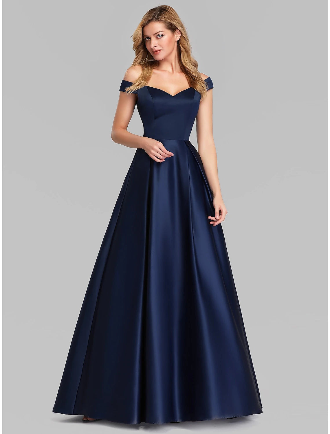 Women's Mandarin Collar DressesA-Line Evening Gown Party Dress Elegant & Luxurious Dress Wedding Guest Formal Evening Floor Length Sleeveless Plunging Neck Satin with Ruched