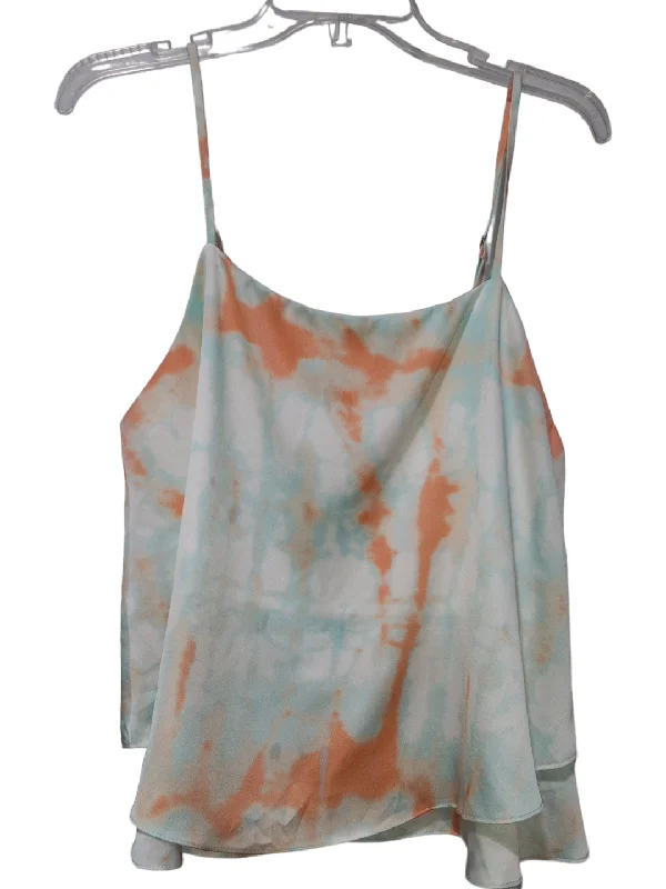 Women's Blouse with Narrow CollarTie Dye Print Blouse Sleeveless Clothes Mentor, Size M