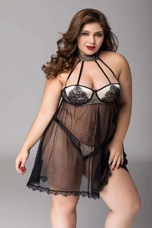 women's pajamas with pocketsSheer Lace Babydoll