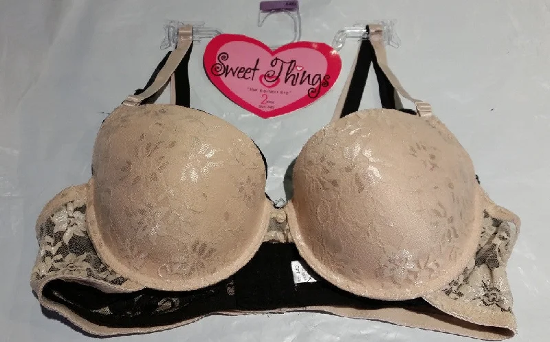 wire-free contour bra2Pack Plus-Size Black and Beige Lace Bras - Size 44D