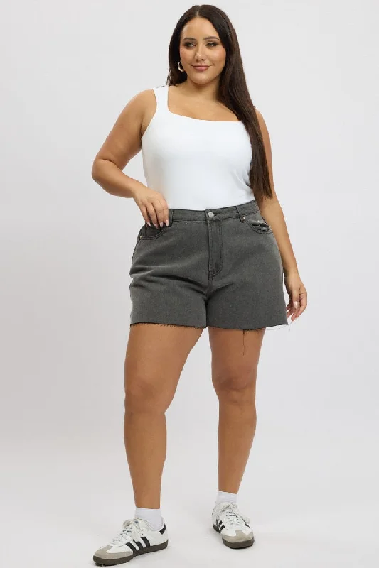 Women's Essential ShortsGrey Relaxed Shorts High Rise