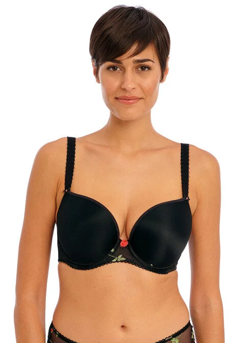 t-shirt bra for small breastsRose Blossom Black Uw Moulded Plunge T-shirt Bra