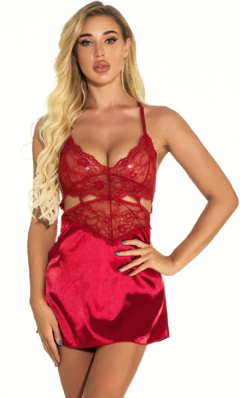 women's pajama sets with matching robesLace Hollow Open Back Babydoll