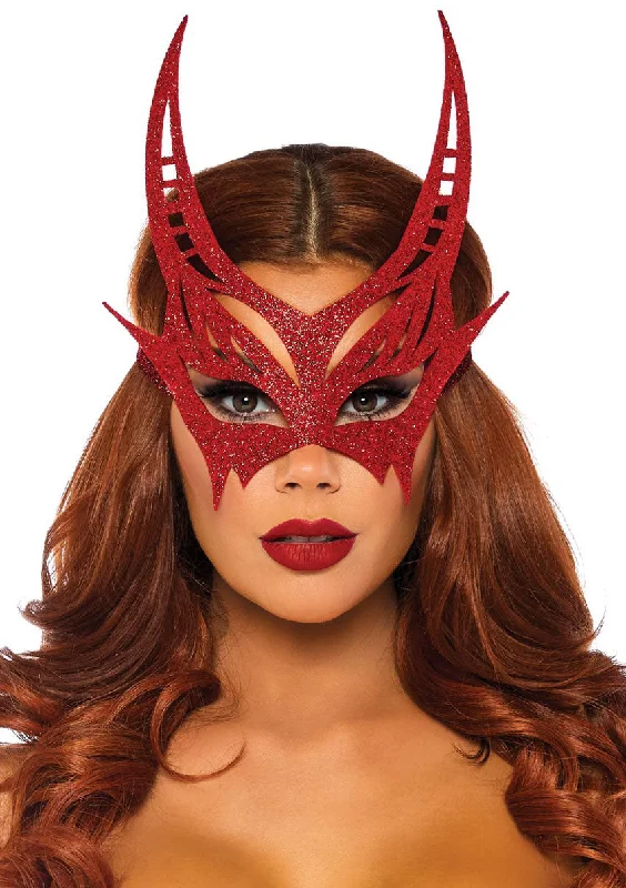 mastectomy form-fitting braGlitter Die Cut Devil Masquerade Mask - Red