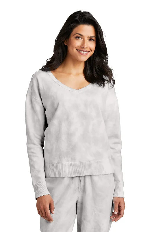 Women's Hooded Sweatshirts with DrawstringsPort & Company Womens Beach Wash Tie Dye V-Neck Sweatshirt - Dove Grey