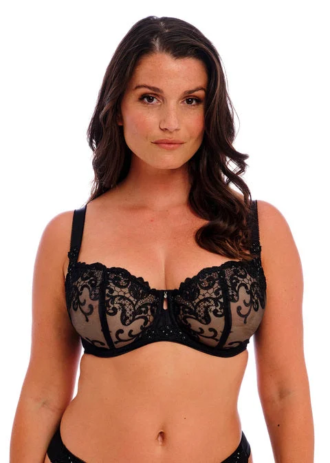 mastectomy form-fitting braPortia Black Uw Balconette Bra