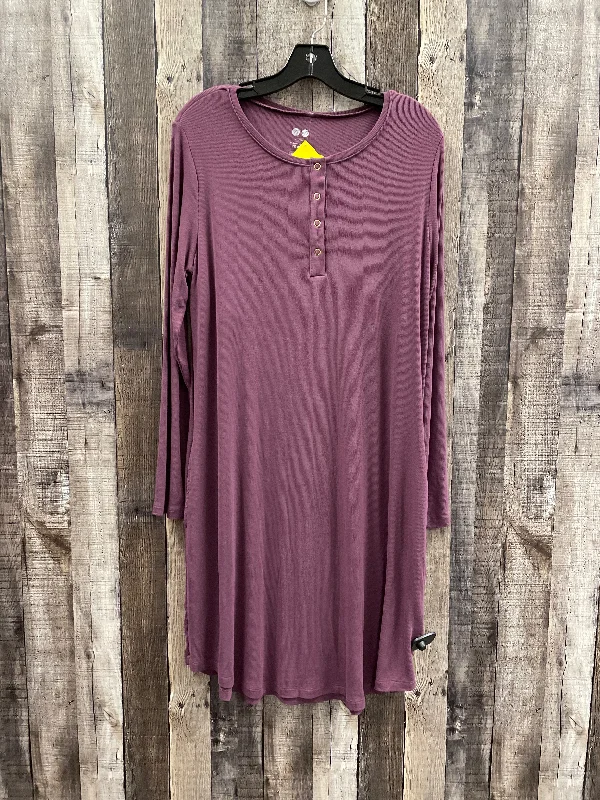 Women's Keyhole Collar DressesDress Casual Midi By Cme In Purple, Size: Xxl