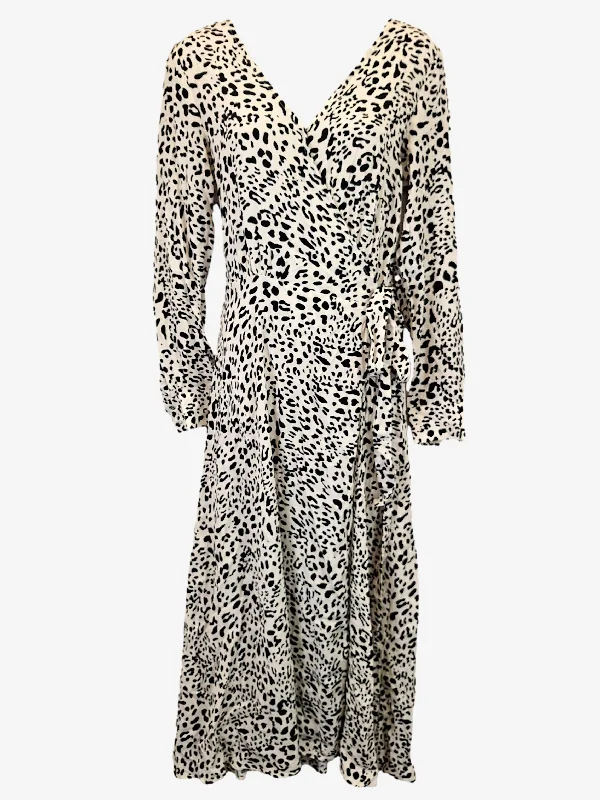 Women's Mandarin Collar DressesFrench Connection Cheetah Print V Neck Maxi Dress Size 8