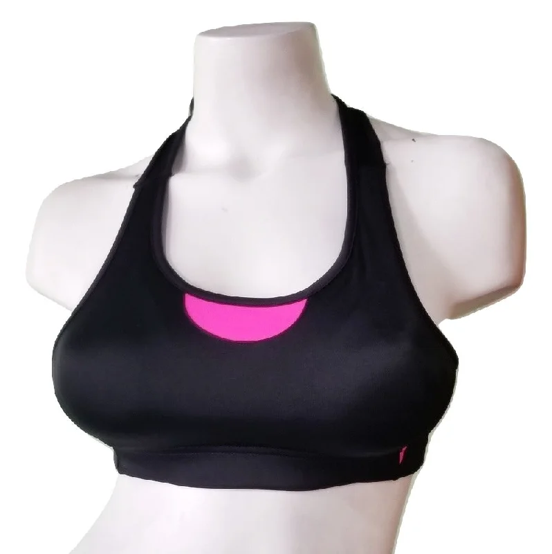 plus-size underwire bra with padded cupsLA Gear Sports Bra - Black & Pink