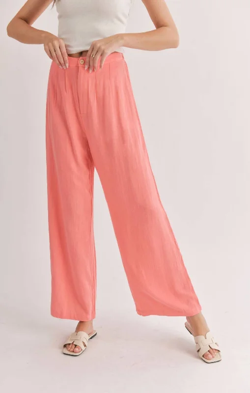 Women's Jodhpurs with High CollarBotanical Trousers In Coral