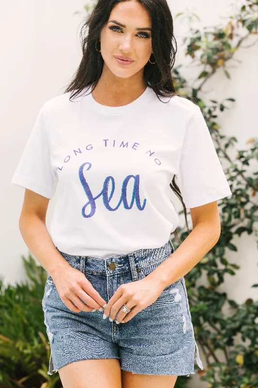 Women's Lightweight ShortsLong Time No Sea White Graphic Tee