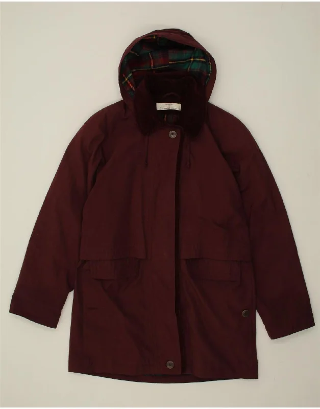 Women's Winter CoatsVINTAGE Womens Hooded Overcoat UK 12 Medium Maroon Polyester