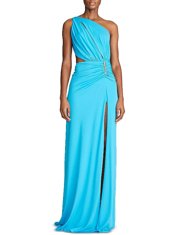 Women's V-Shaped Collar DressesIvanna Womens Ruched Cut-Out Evening Dress