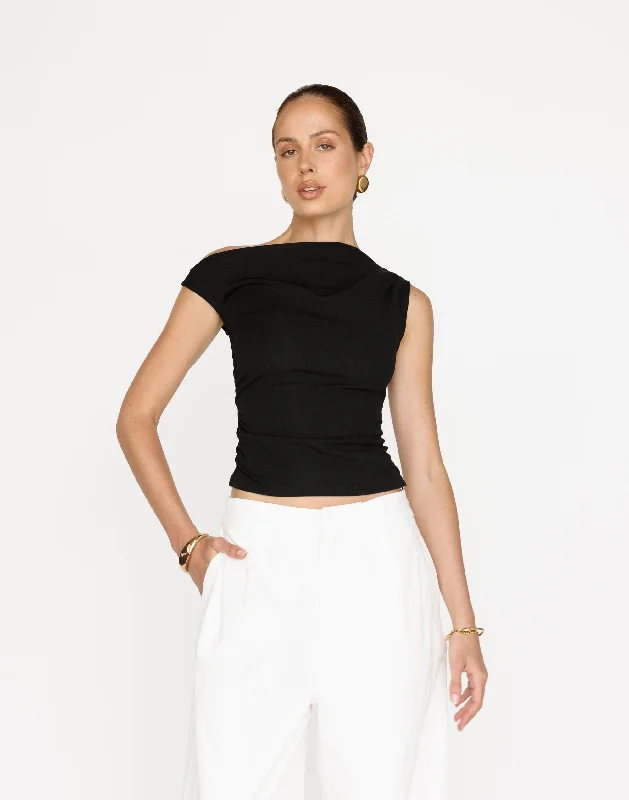 Women's Blouse with High CollarLaura Top (Black)