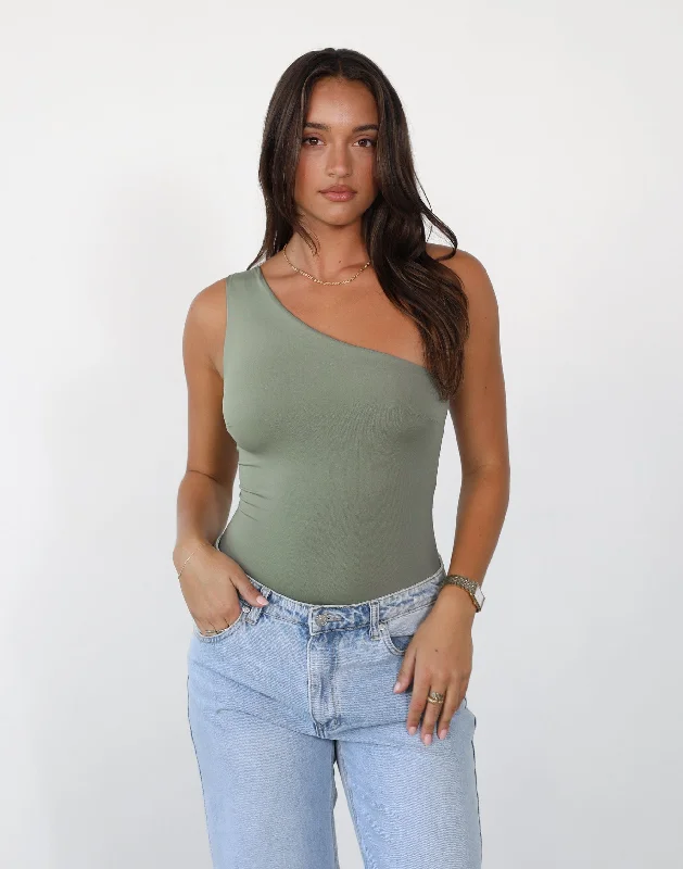 Women's Blouse with Puffed SleevesLights Out Bodysuit (Pistachio)