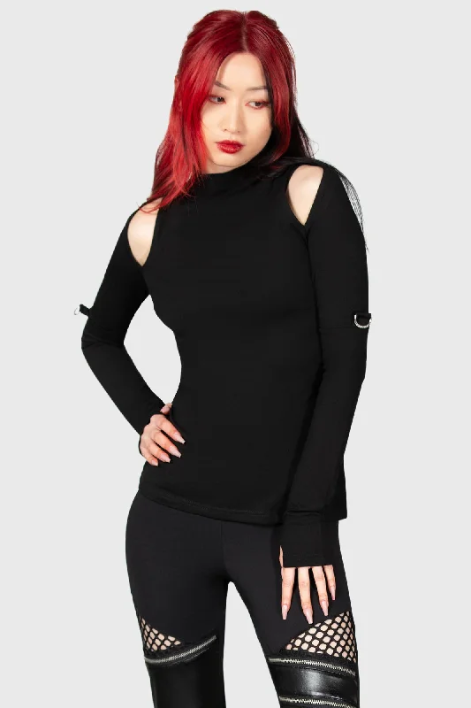 Women's Blouse with High CollarNebula Long Sleeve Top