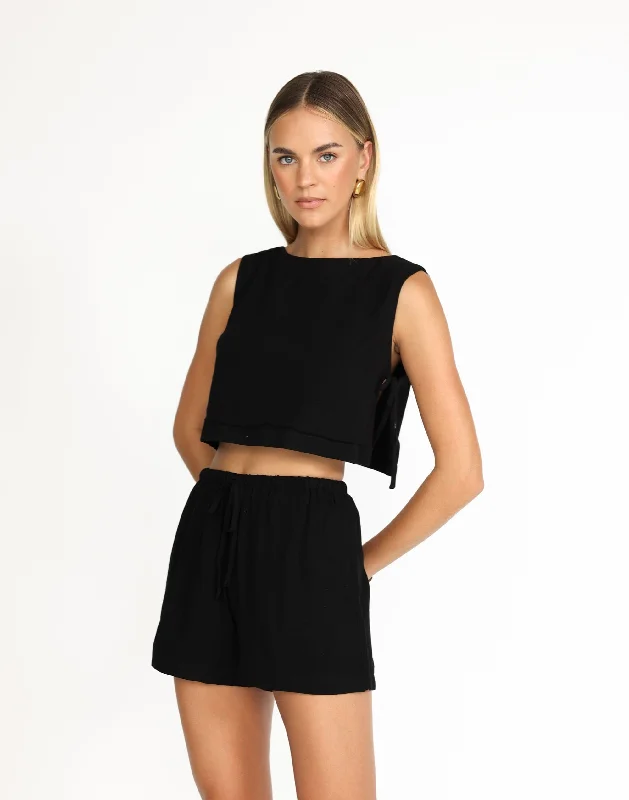 Women's Blouse with Sweetheart NeckSabrina Top (Black)