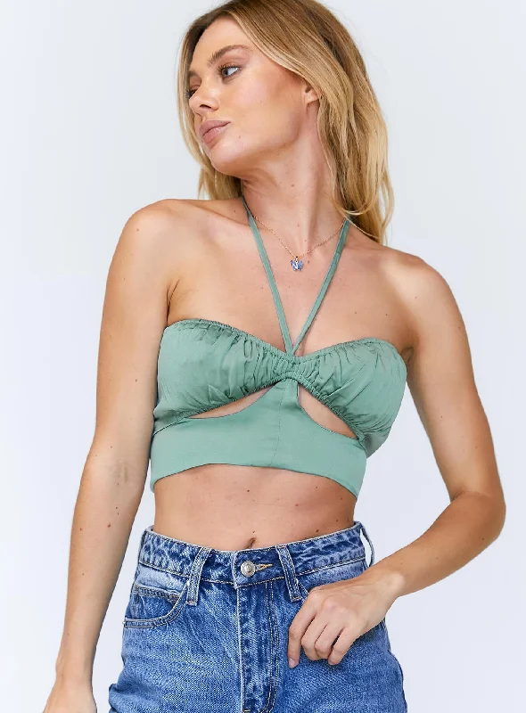 Women's Blouse with High CollarSascha Top Green